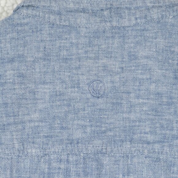 Fat Face Shirt Mens Small Blue Linen Blend Button Up Boho Beach Summer - Picture 5 of 9